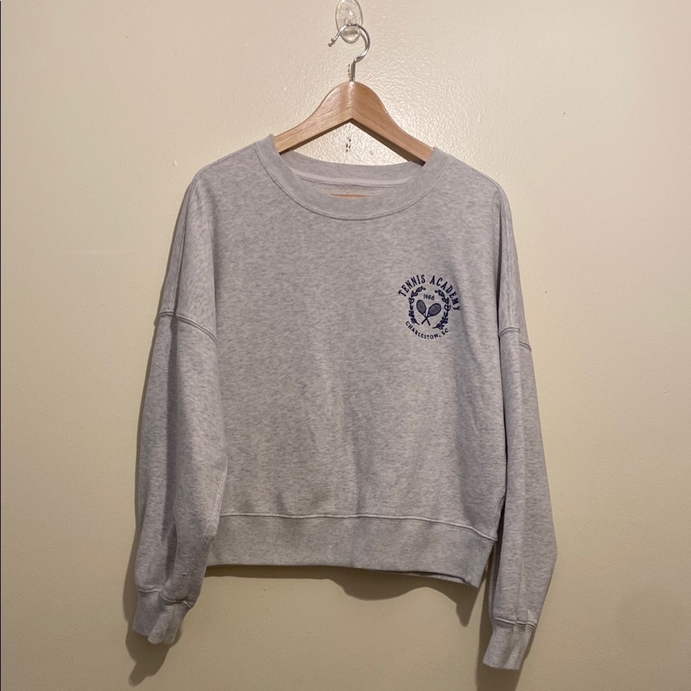 Abercrombie and Fitch Soft Gray Tennis Academy Sweatshirt. Size L